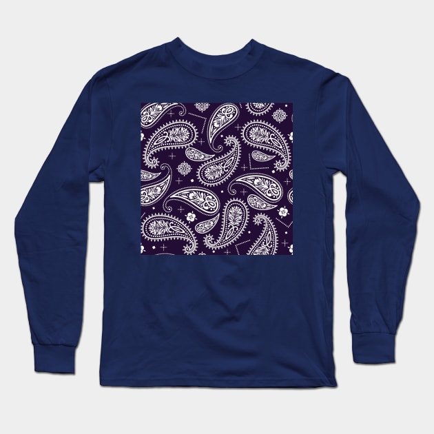 Paisley Seamless Pattern Long Sleeve T-Shirt by TheSkullArmy